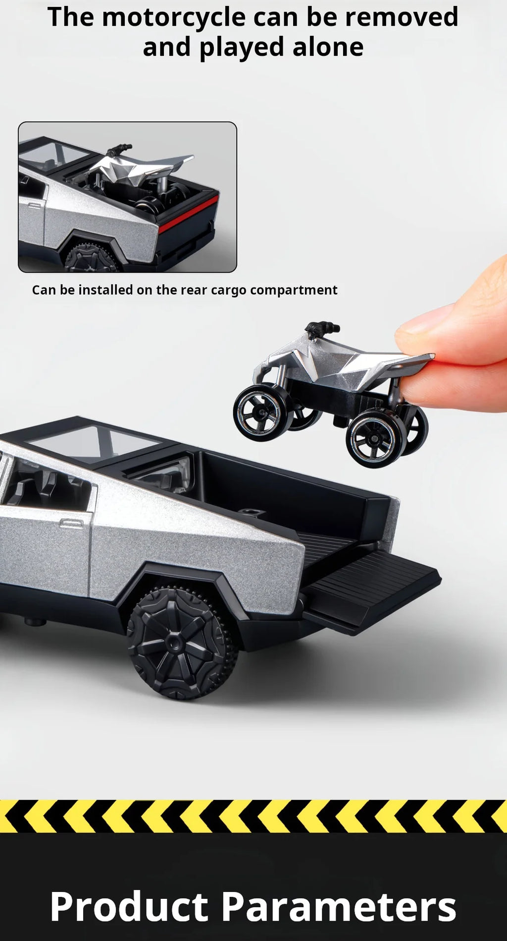 Tesla Cybertruck Toys Off Road Vehicle Die Cast Model Car Beach Motorcycle