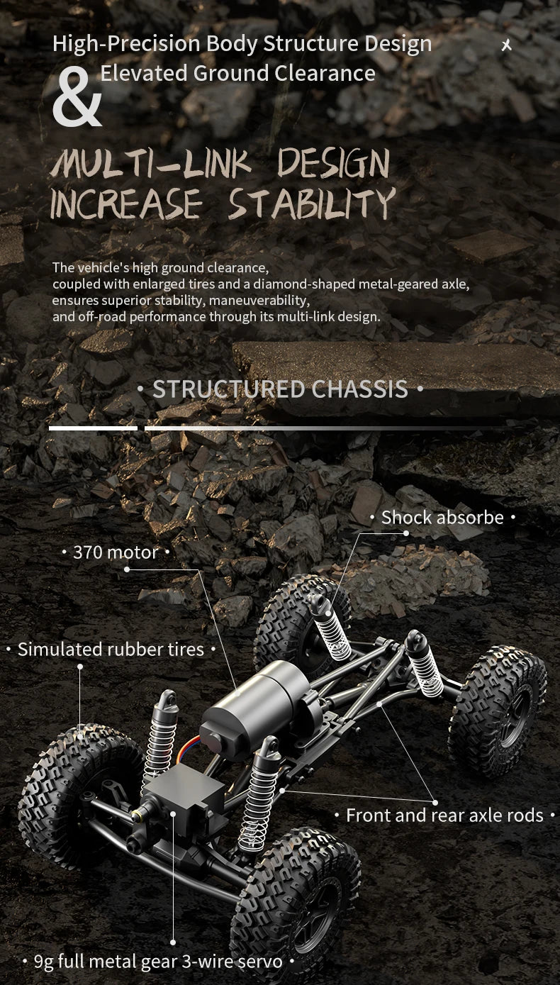 1/18 RC Climbing Car 4WD Off-road Remote Control Vehicle Rock Crawler Big-wheel 4x4 Electric Truck Model Toys for Kids