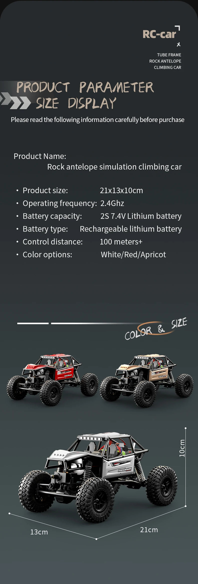 1/18 RC Climbing Car 4WD Off-road Remote Control Vehicle Rock Crawler Big-wheel 4x4 Electric Truck Model Toys for Kids