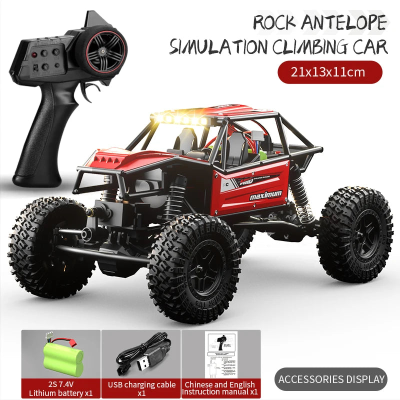 1/18 RC Climbing Car 4WD Off-road Remote Control Vehicle Rock Crawler Big-wheel 4x4 Electric Truck Model Toys for Kids