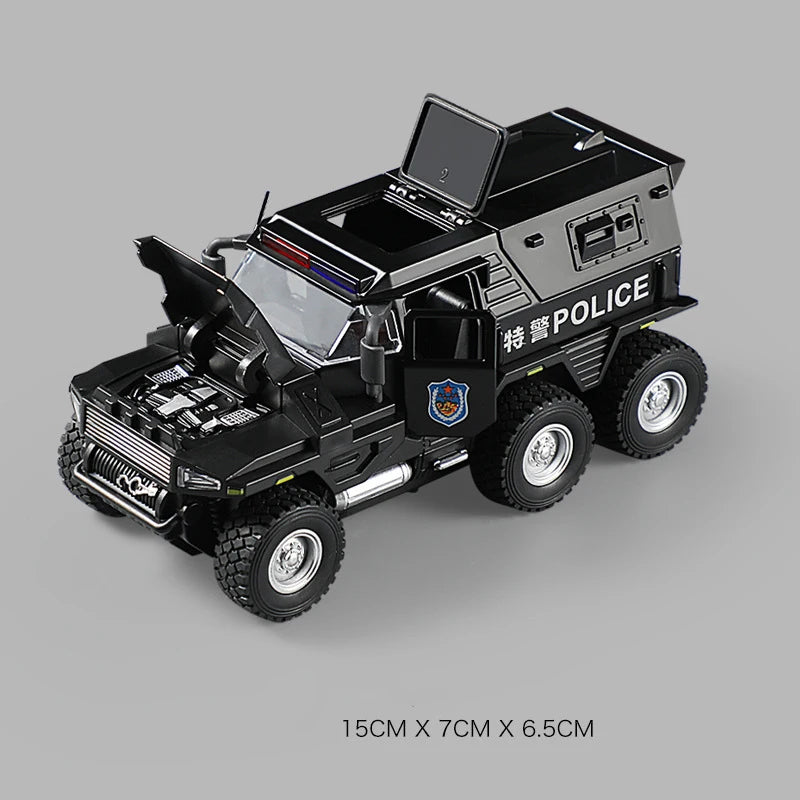 SWAT City Police Truck Model Diecast Play Off-road Vehicle Sound and Light Sport Car Toys for Children Collection Gifts