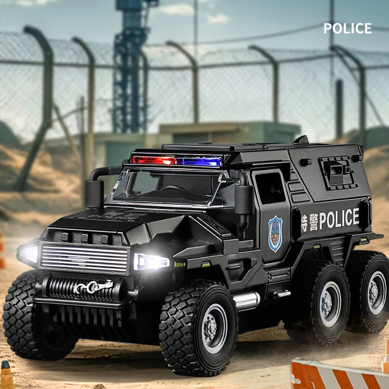 SWAT City Police Truck Model Diecast Play Off-road Vehicle Sound and Light Sport Car Toys for Children Collection Gifts