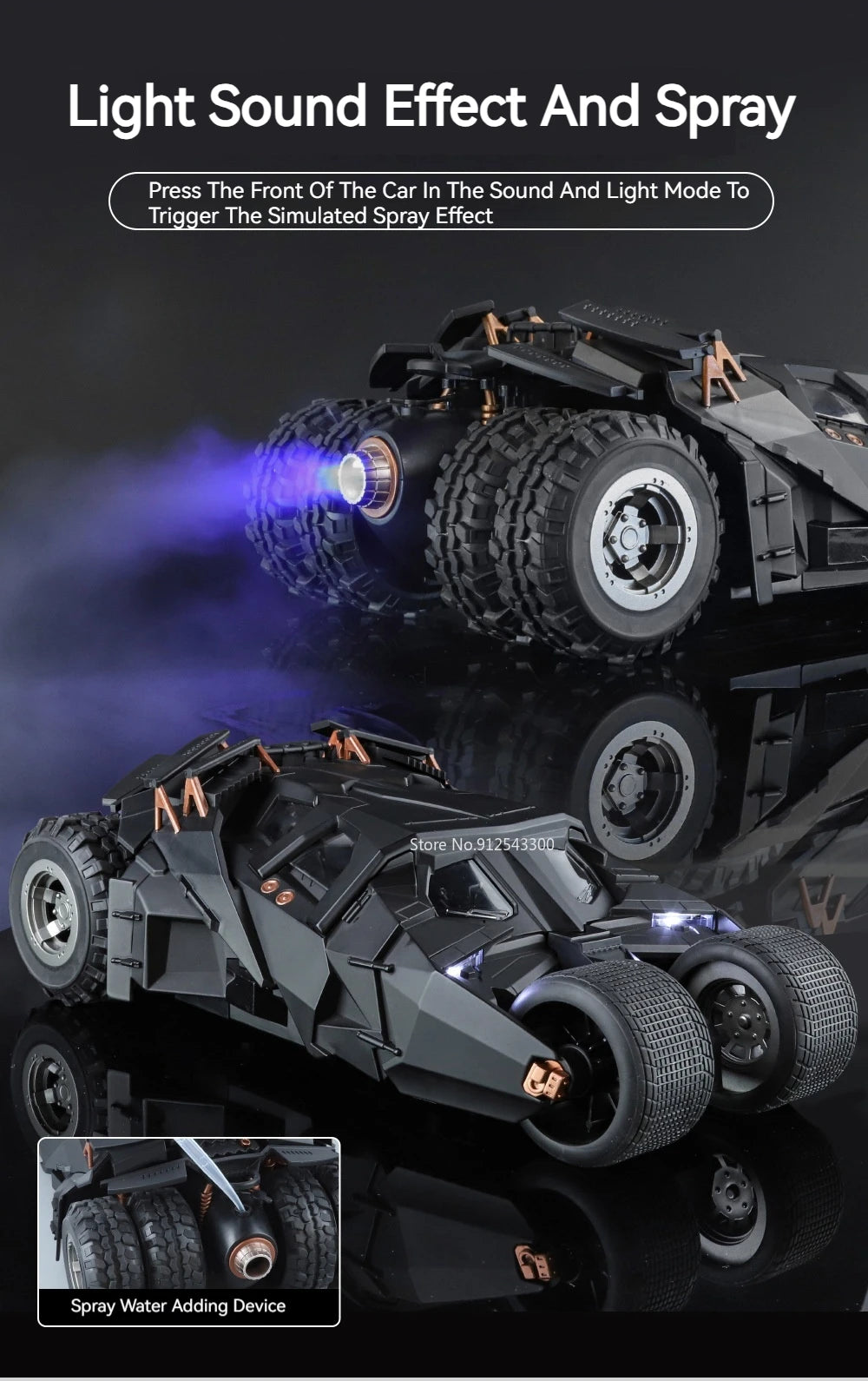 Batmobile Car Model Toy The Dark Knight Trilogy Sound Light Sliding Spray Alloy Vehicle Models Ornaments Gifts