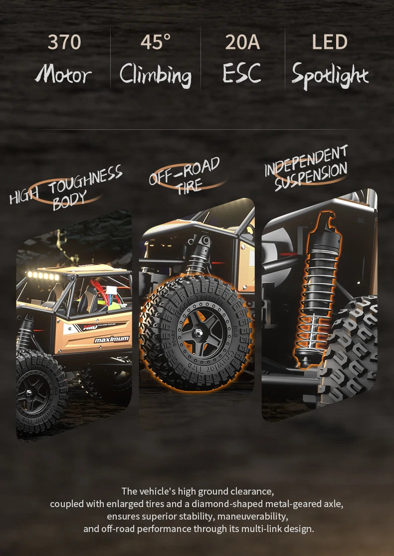 1/18 RC Climbing Car 4WD Off-road Remote Control Vehicle Rock Crawler Big-wheel 4x4 Electric Truck Model Toys for Kids