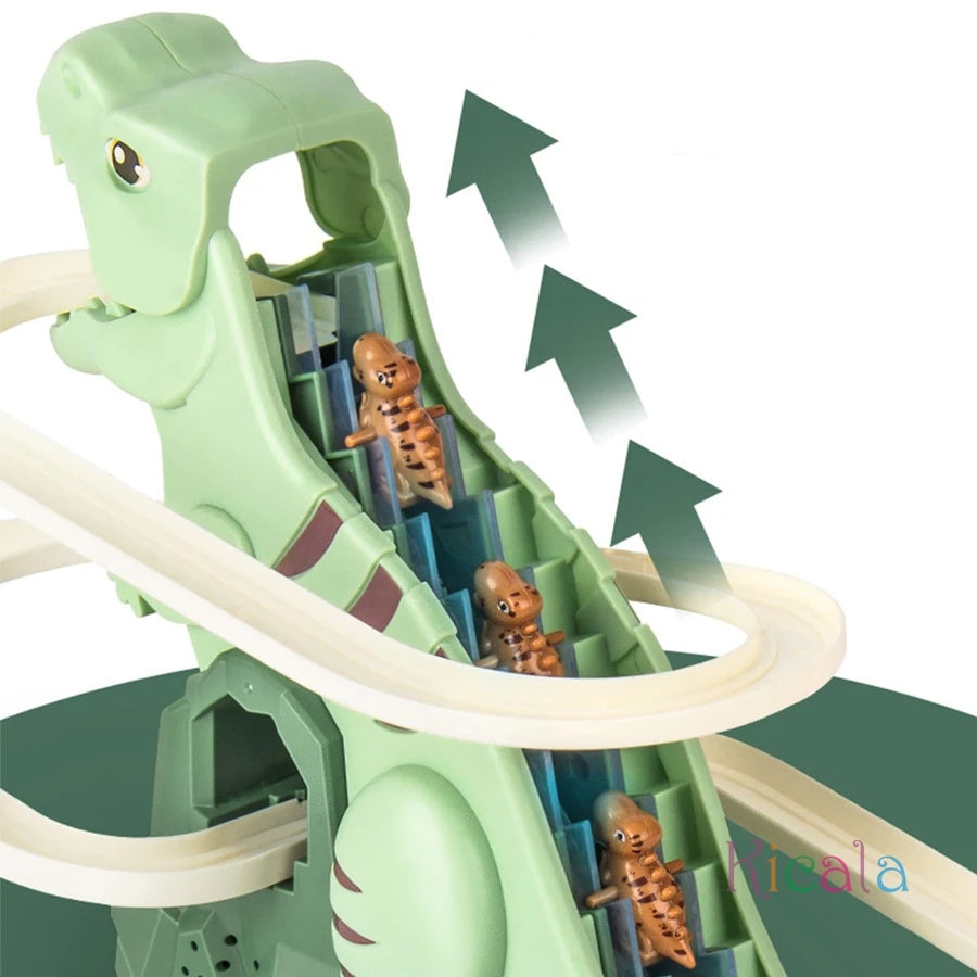 Toddler Dinosaur Climbing Slide Stairs Toy Electric Race Track Game Fun Slide Roller Coaster Toy for Children's Gifts