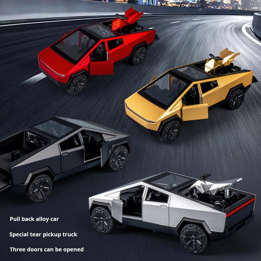 Tesla Cybertruck Toys Off Road Vehicle Die Cast Model Car Beach Motorcycle