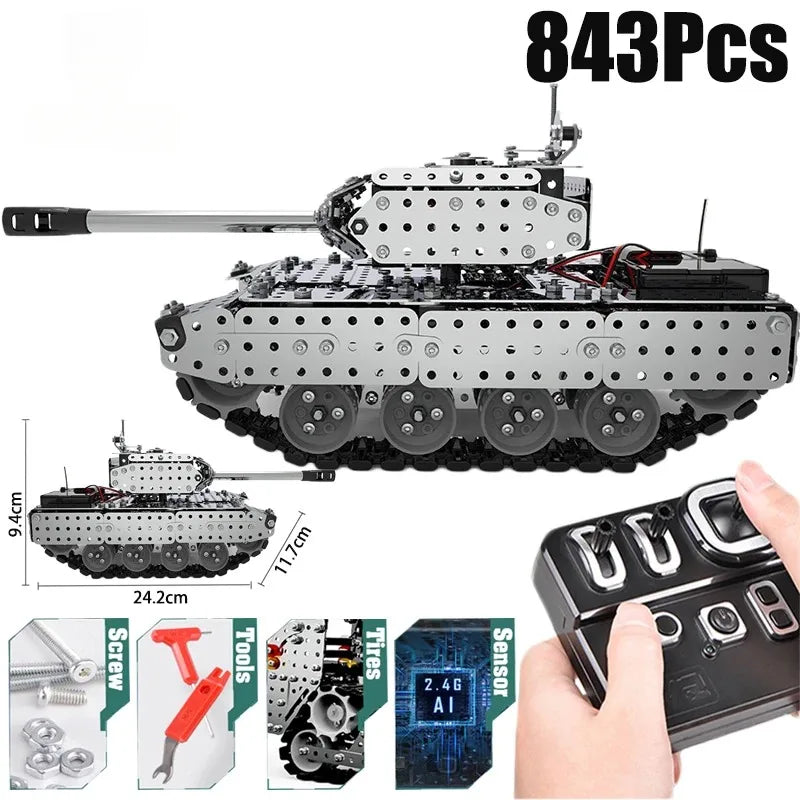 RC tank DIY Stainless Steel Assembled SW (RC) 06  metal model precision mechanical assembly Building blocks  toys