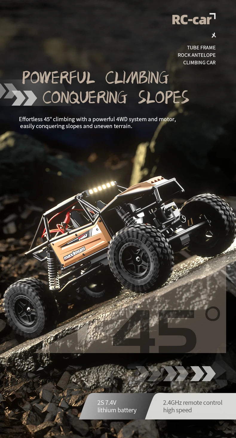 1/18 RC Climbing Car 4WD Off-road Remote Control Vehicle Rock Crawler Big-wheel 4x4 Electric Truck Model Toys for Kids