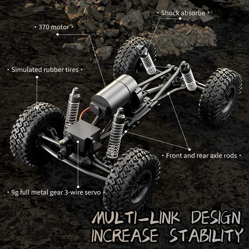 1/18 RC Climbing Car 4WD Off-road Remote Control Vehicle Rock Crawler Big-wheel 4x4 Electric Truck Model Toys for Kids