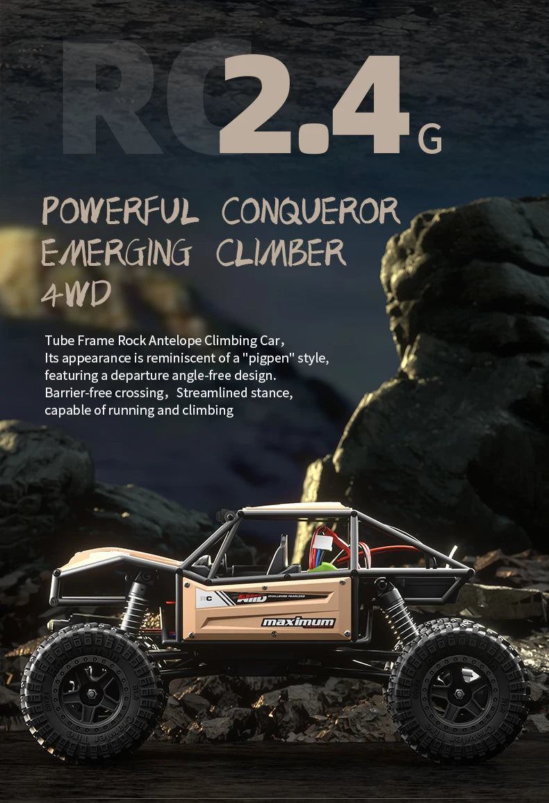 1/18 RC Climbing Car 4WD Off-road Remote Control Vehicle Rock Crawler Big-wheel 4x4 Electric Truck Model Toys for Kids