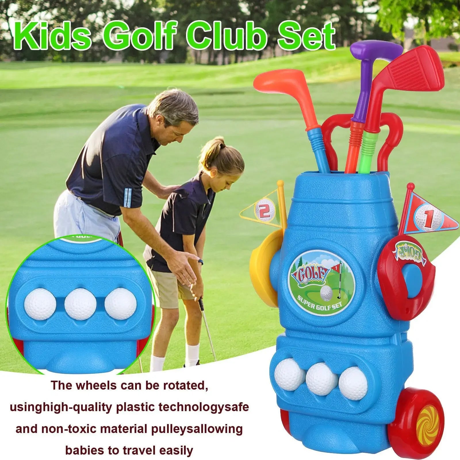 Kids Golf Club Set Indoor and Outdoor Sports Retractable Toy Golf Clubs Game Family Parent Child Outdoor Interactive Toys