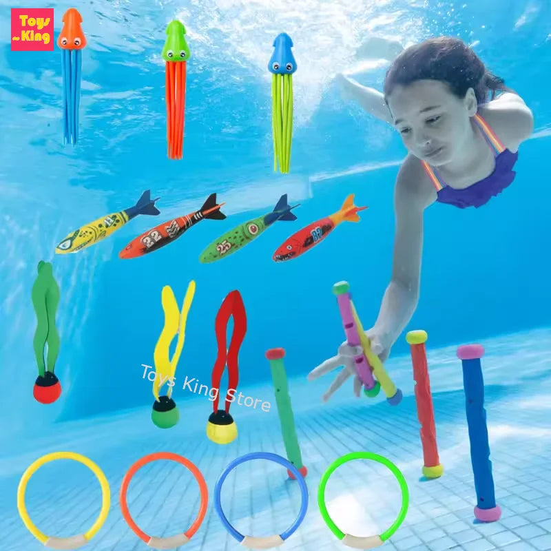 Swimming Diving Toys Children's Fish Dolphin Buoy Pool Treasure Hunt Diving Water Diamond Kids Water Game Toys Set Reusable Gift