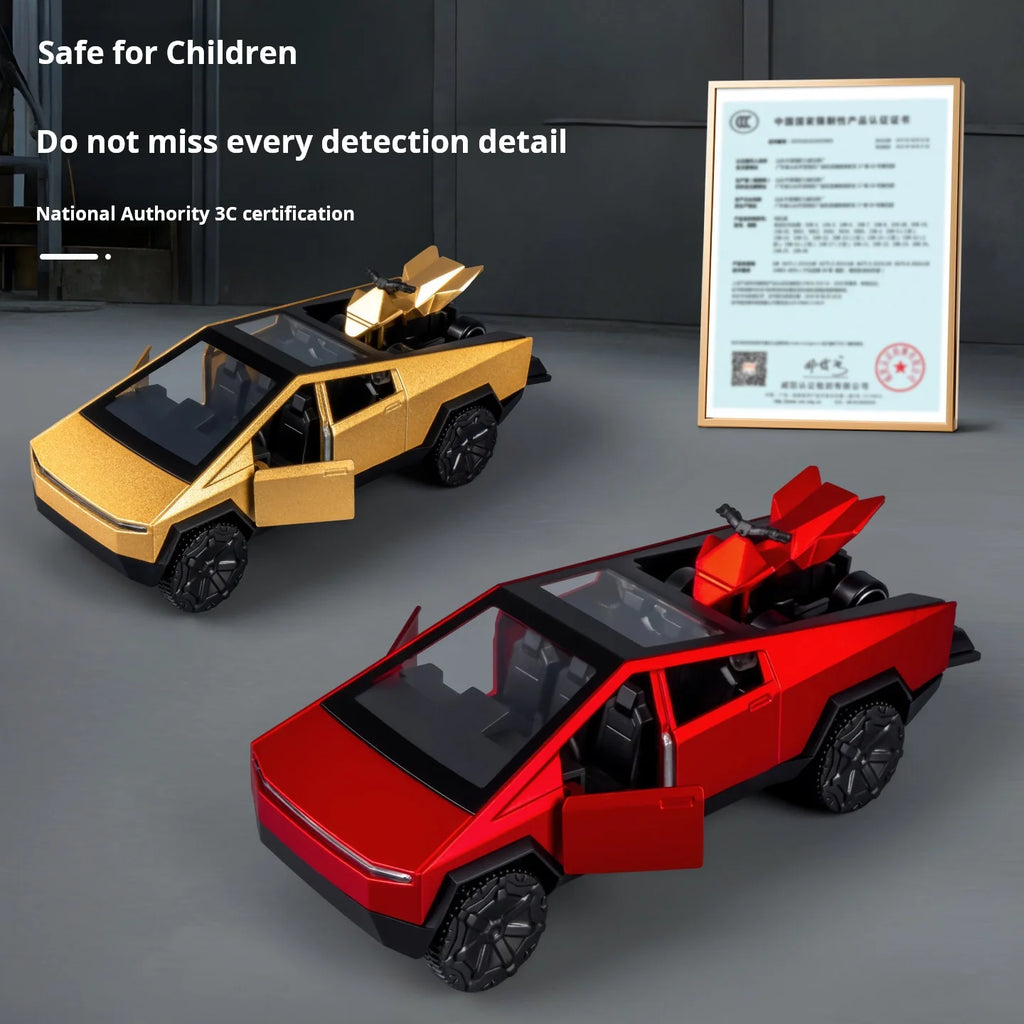 Tesla Cybertruck Toys Off Road Vehicle Die Cast Model Car Beach Motorcycle