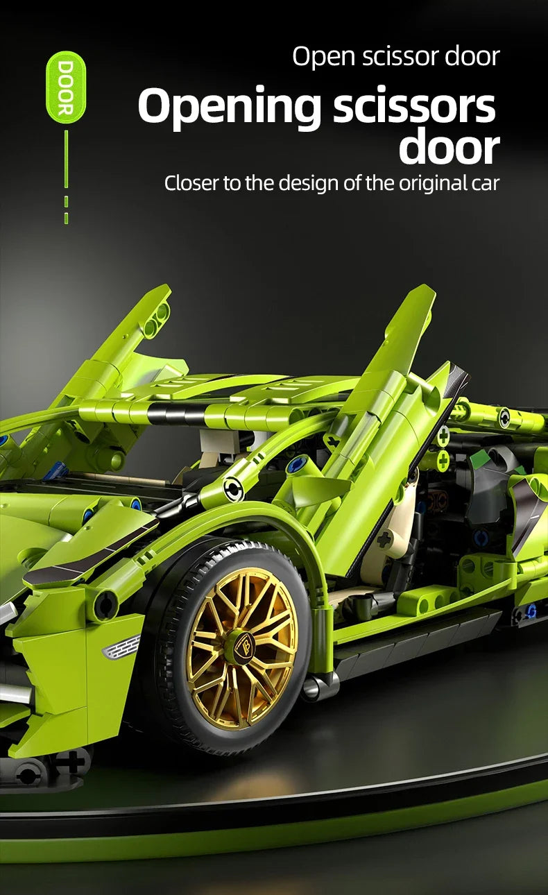 Technical Racing Sport Car 1280PCS Model Building Blocks City Mechanical Speed Vehicle Supercar Brick Puzzle Toys Kid Gift