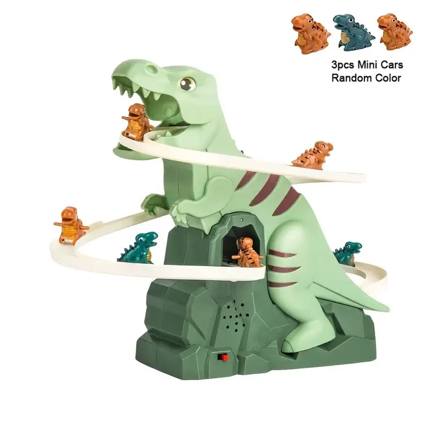 Toddler Dinosaur Climbing Slide Stairs Toy Electric Race Track Game Fun Slide Roller Coaster Toy for Children's Gifts