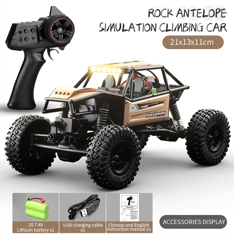 1/18 RC Climbing Car 4WD Off-road Remote Control Vehicle Rock Crawler Big-wheel 4x4 Electric Truck Model Toys for Kids