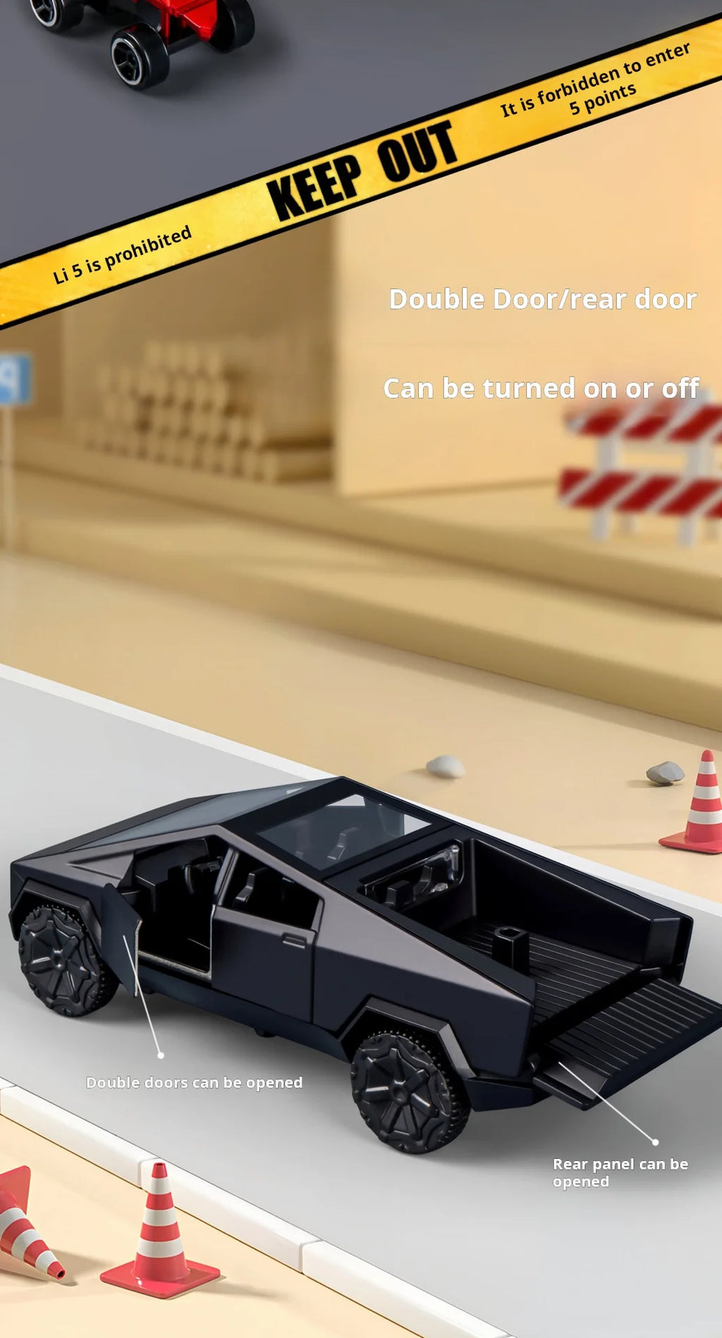 Tesla Cybertruck Toys Off Road Vehicle Die Cast Model Car Beach Motorcycle