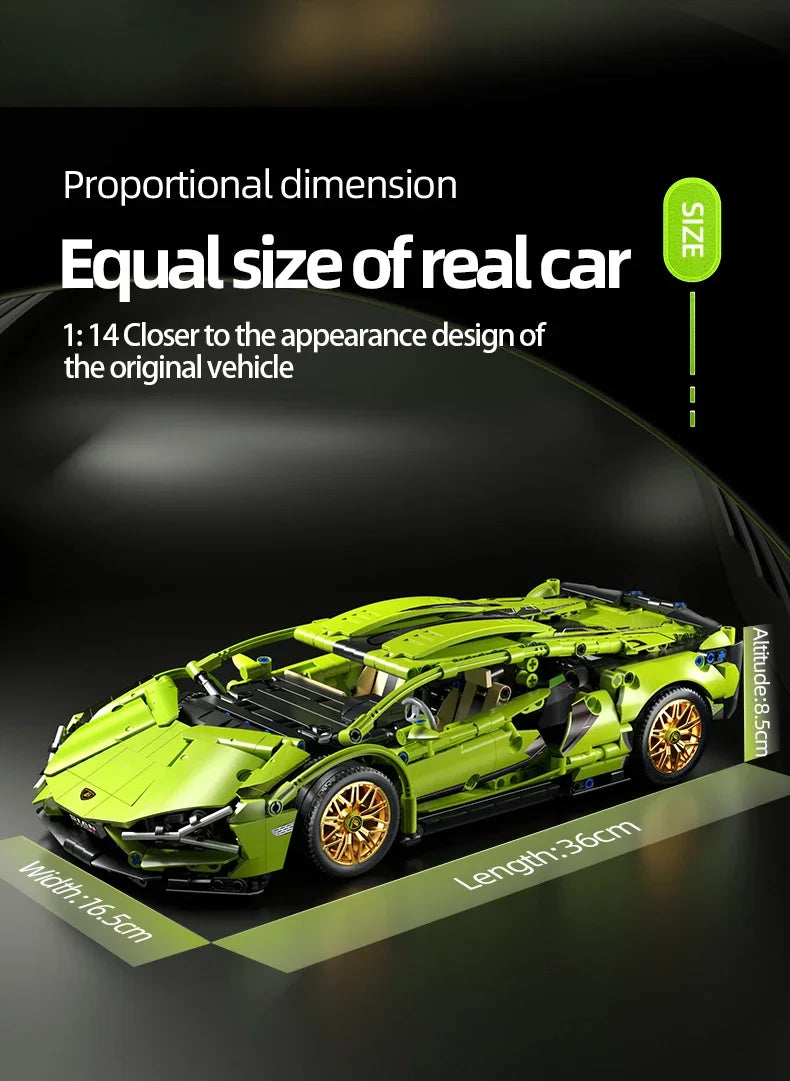 Technical Racing Sport Car 1280PCS Model Building Blocks City Mechanical Speed Vehicle Supercar Brick Puzzle Toys Kid Gift