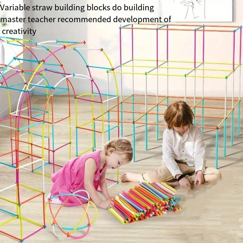 Straw Builder Toys Construction Toys Interlocking Plastic Toys, Engineering Toys, Fine Tube Building Blocks Toys