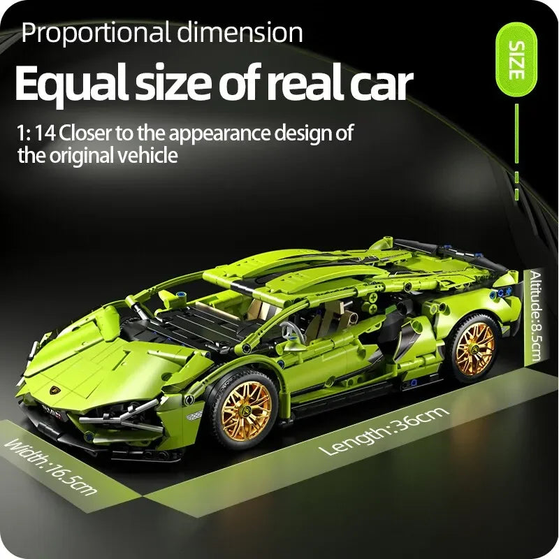 Technical Racing Sport Car 1280PCS Model Building Blocks City Mechanical Speed Vehicle Supercar Brick Puzzle Toys Kid Gift