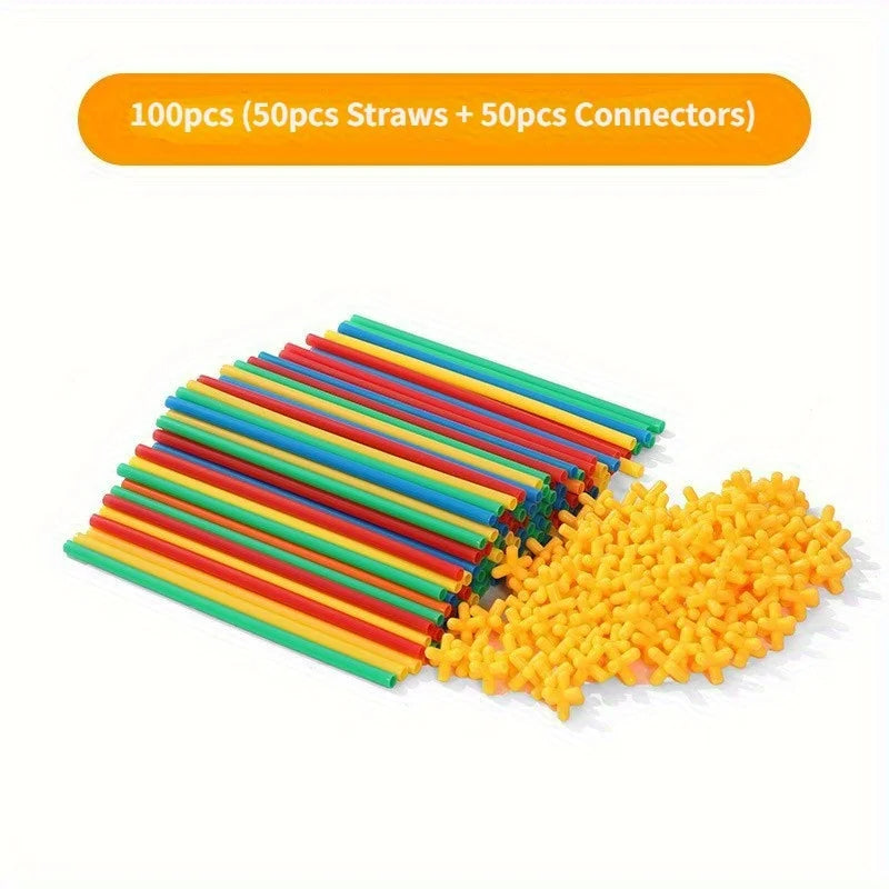 Straw Builder Toys Construction Toys Interlocking Plastic Toys, Engineering Toys, Fine Tube Building Blocks Toys